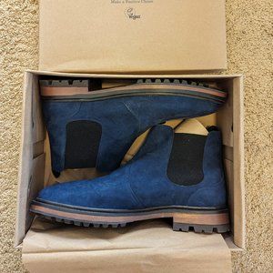 Will's Vegan Store Continental Chelsea Boots - Dark Blue Vegan Suede